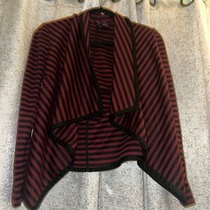 New Directions Burgundy and Black Striped Cardigan